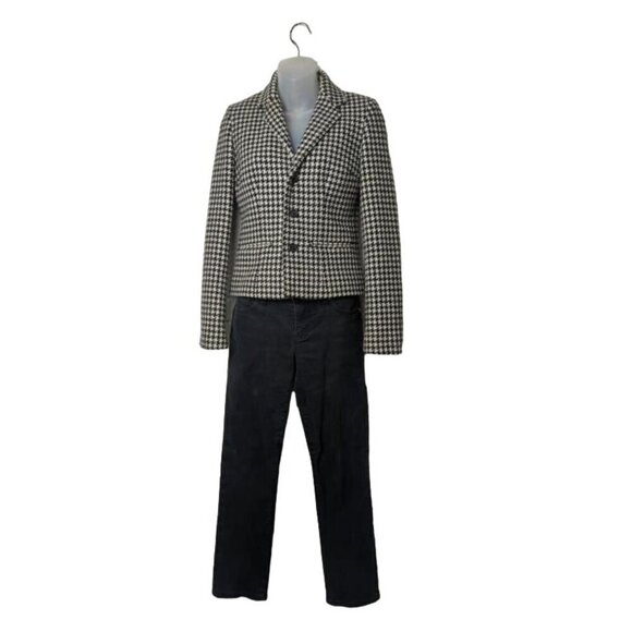 Ralph Lauren Houndstooth Wool Jacket XS & Black Jeans Modern Straight Ankle 2P - Picture 1 of 11